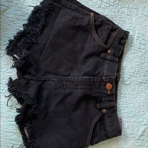 black wrangler jean shorts